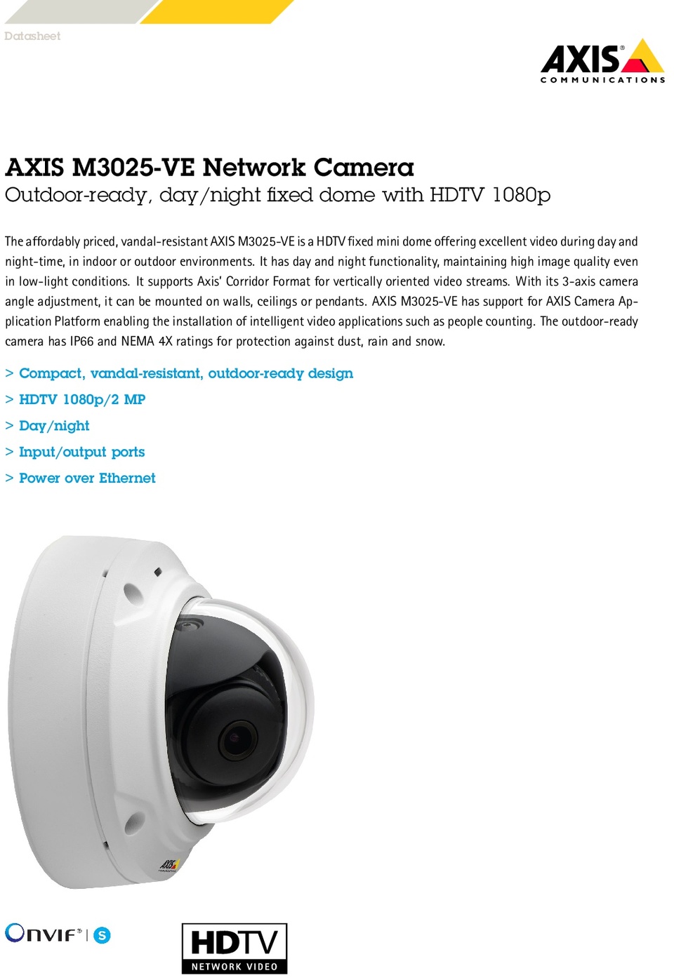 AXIS M3025 VE 2MP Dome Camera With 3.6mm Lens DigitalSi