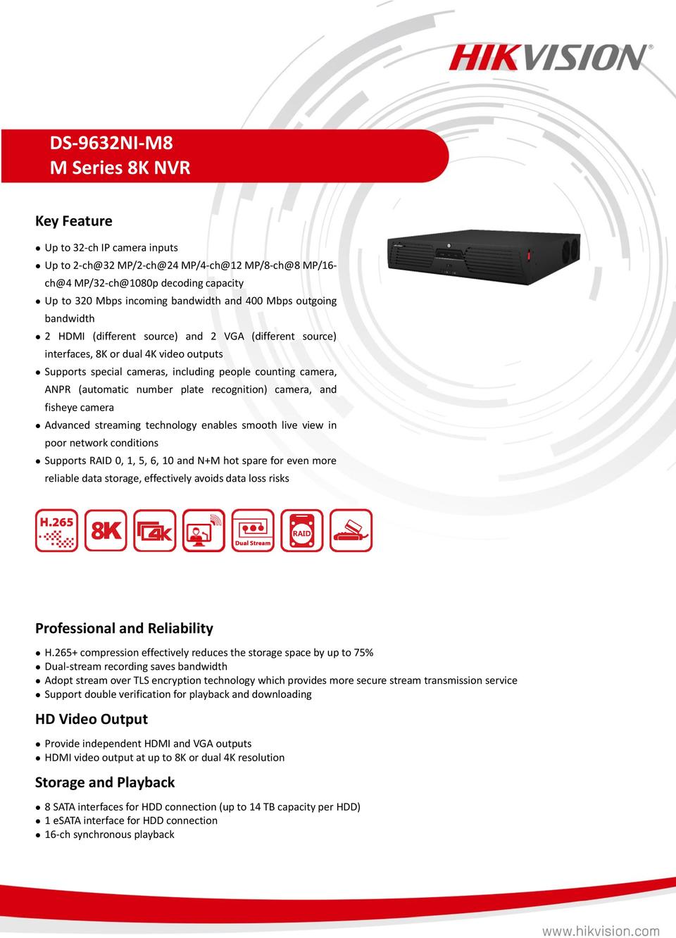 Hikvision DS-9632NI-M8 32CH IP NVR - No HDD 0