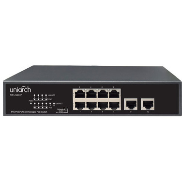 10 Port Uniarch SW-2110-P 100Mbps Switch with 8 PoE/PoE+ Ports