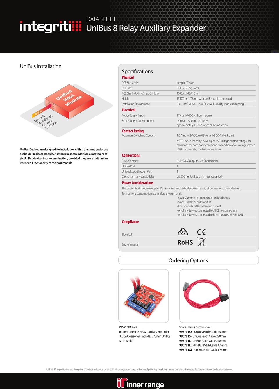 Inner Range Integriti UniBus 8 Aux Relay Expander PCB & Kit 1