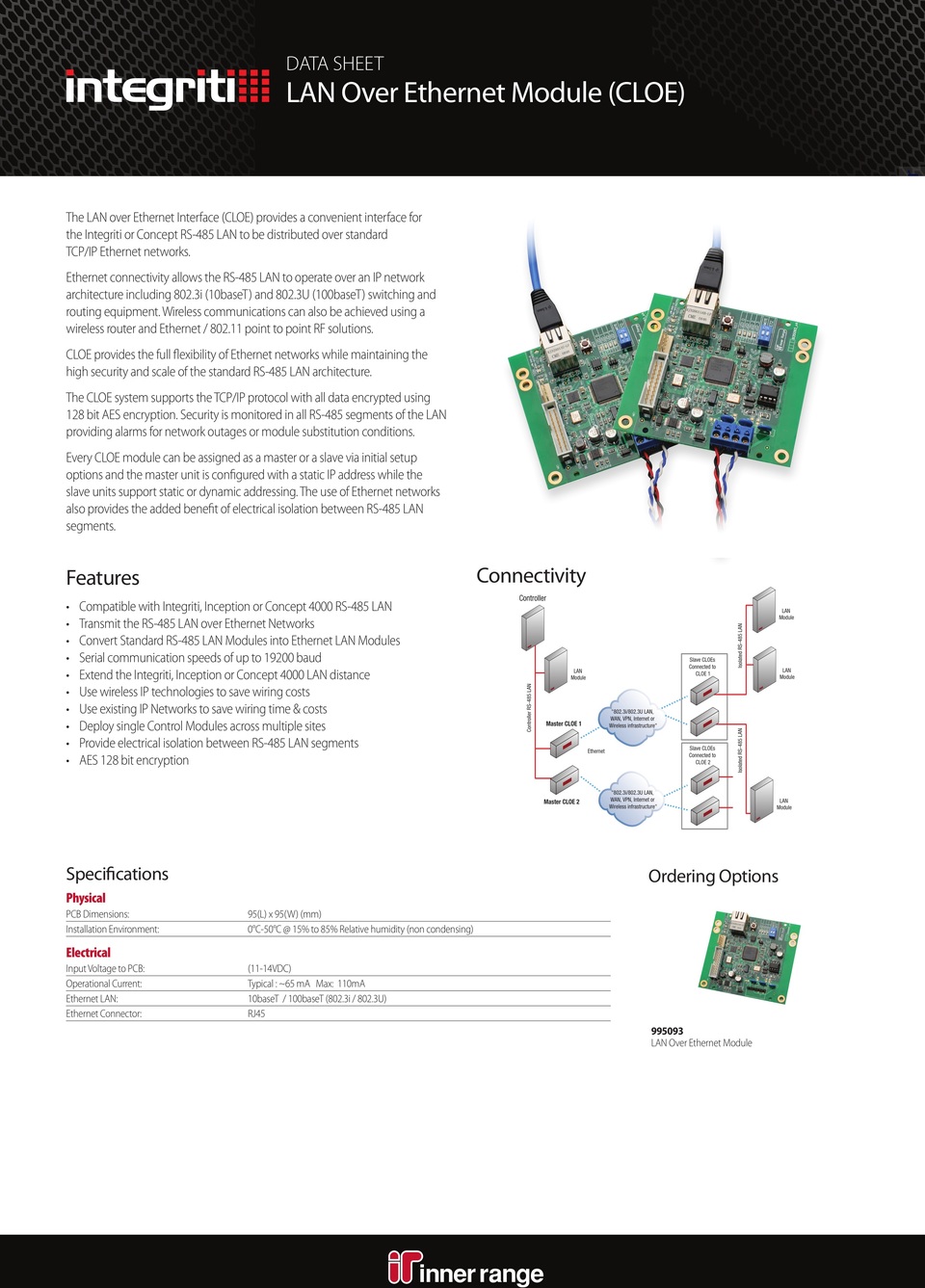 Inner Range Lan over Ethernet Converter (CLOE) 0