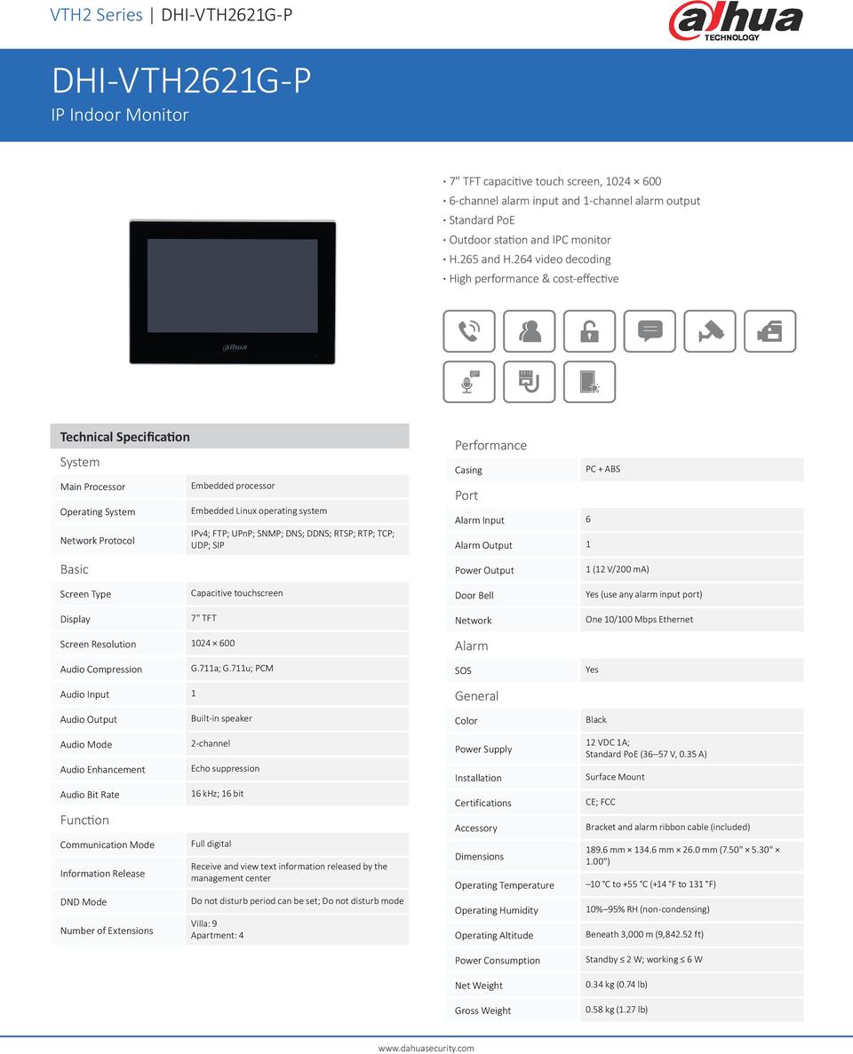 Dahua Intercom Kit inc VTH2621G-P, VTO2101E-P & 4 Port PoE Switch 1