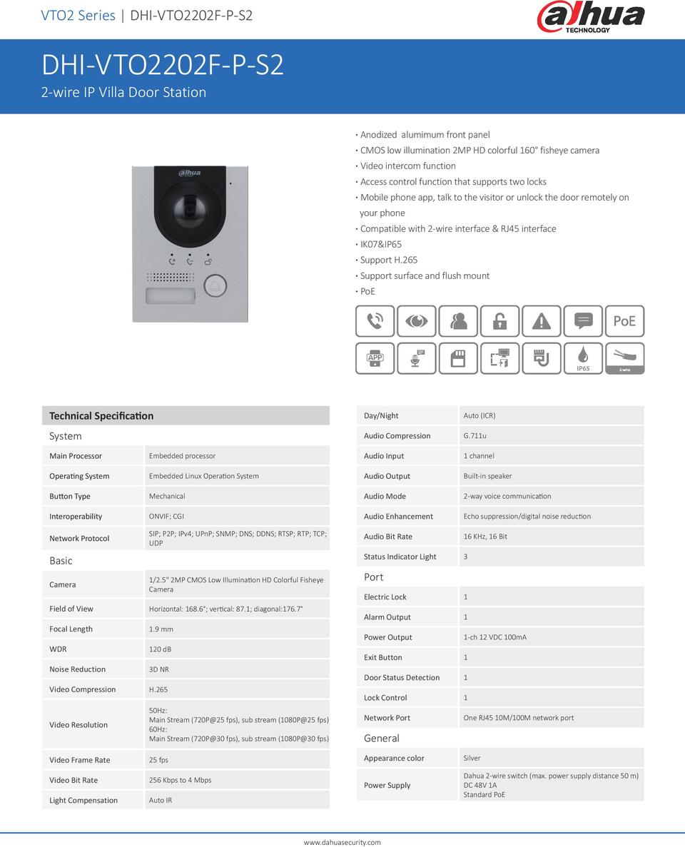 Dahua Intercom Kit inc DHI-VTH2621G-P, VTO2202F-P, 4 Port PoE Switch & VTM05R 0