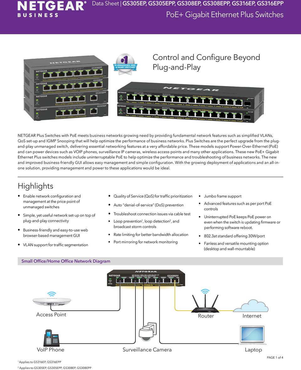 16 Port Netgear GS316EP Gigabit POE Network Switch 0