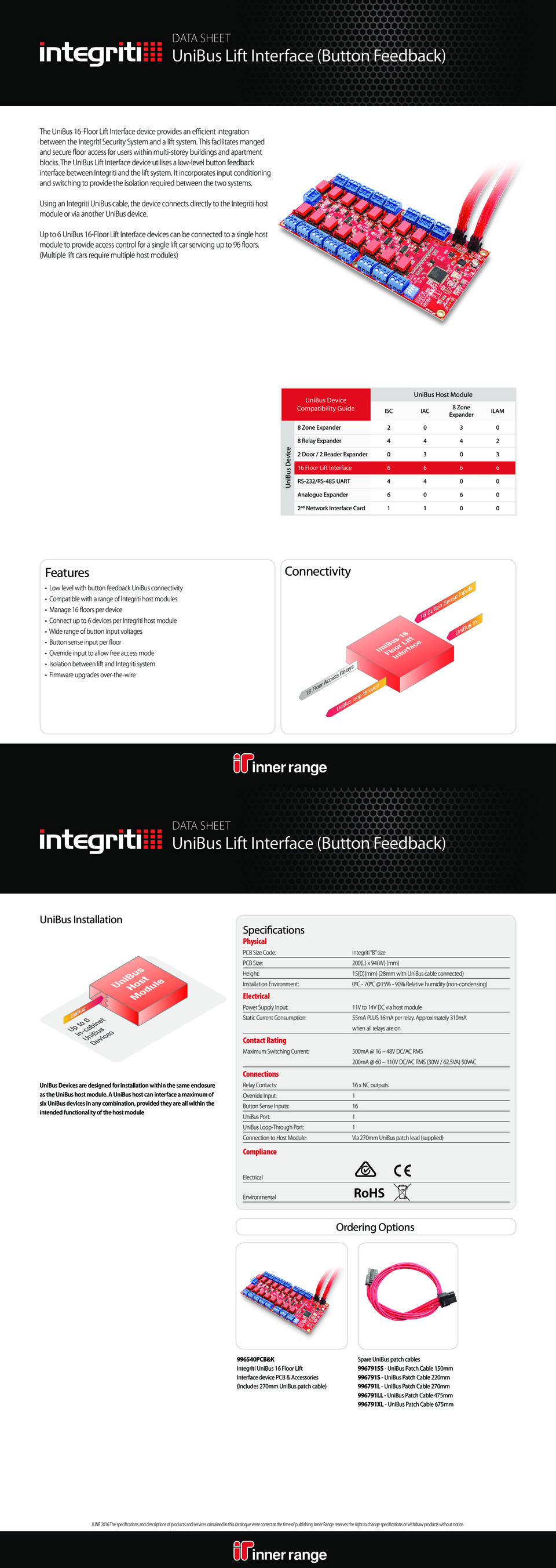 Inner Range Integriti UniBus Lift Interface - up to 16 floors 0