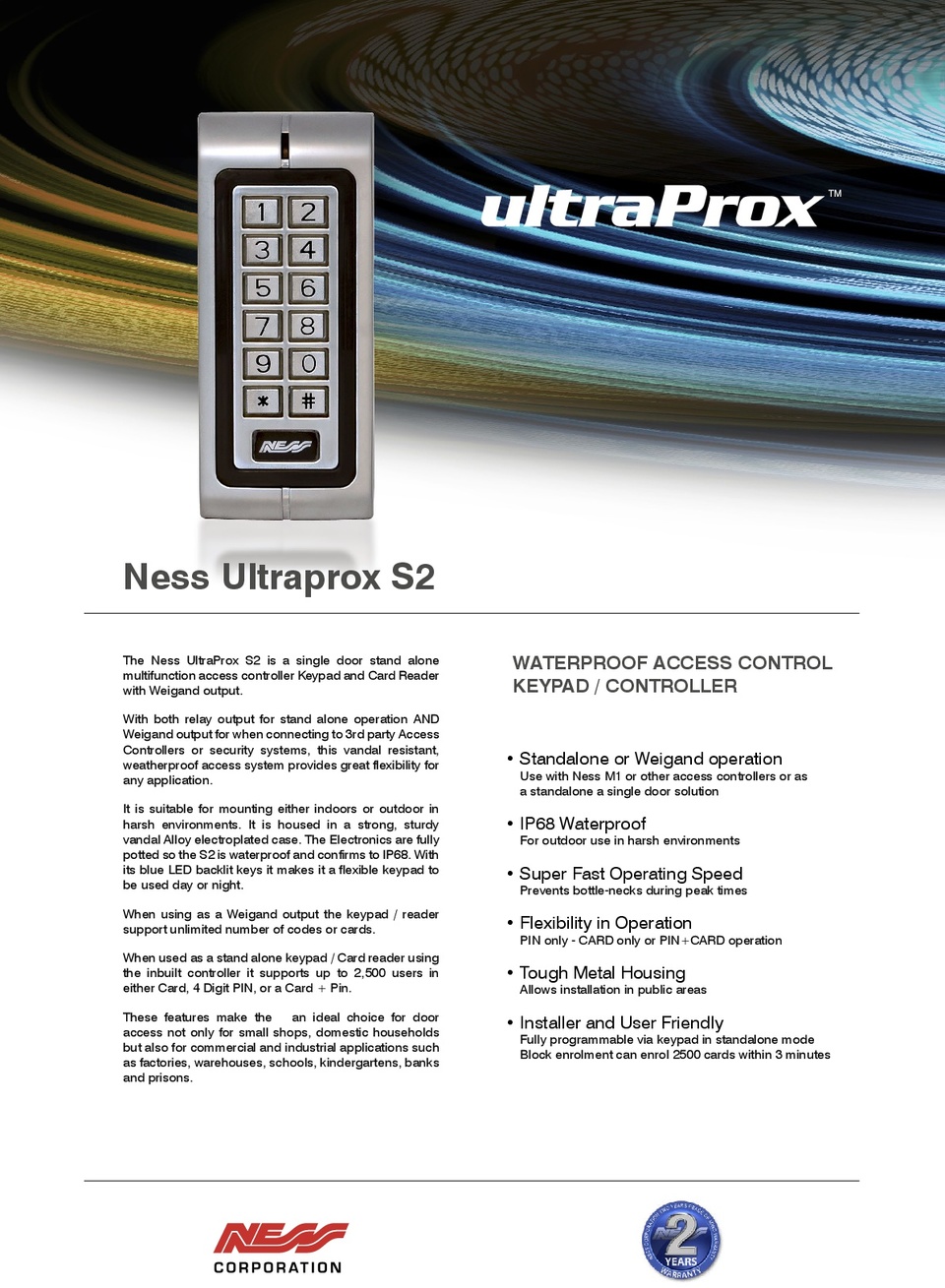 Ness S2 Advanced Ultraprox Keypad 0