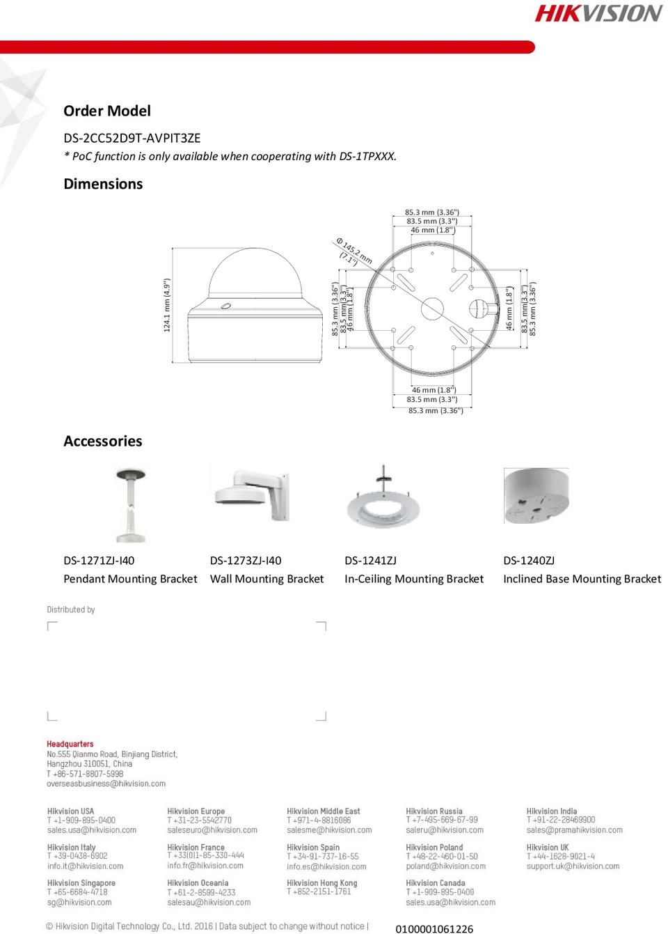 Hikvision DS-2CC52D9T-AVPIT3ZE HD-TVI 2MP PoC Dome Camera with Starlight & Vari Focal Lens 2