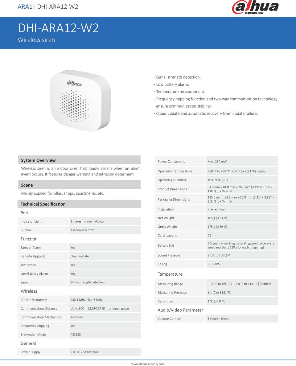 Dahua DHI-ARA12-W2 Wireless Indoor Sounder 0