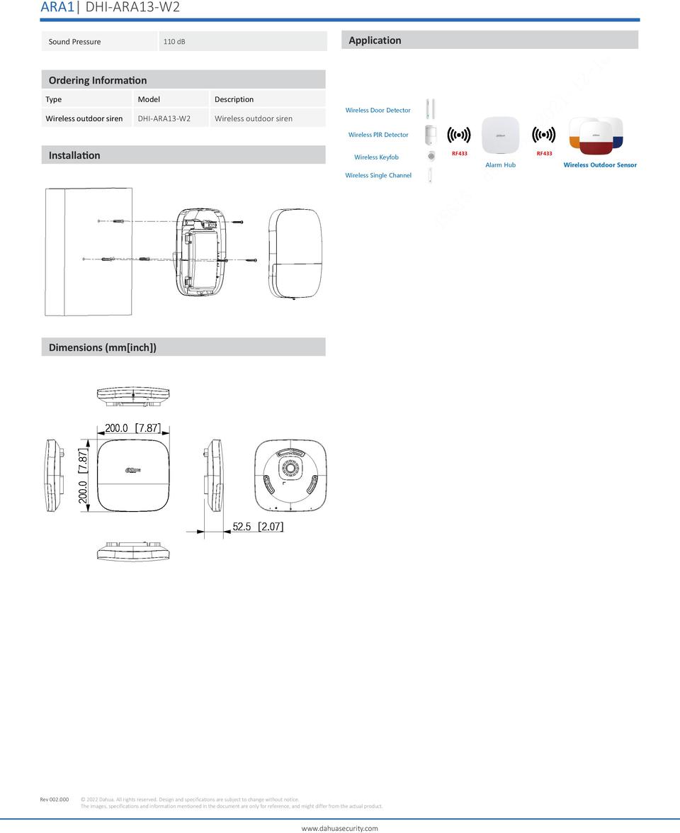 Dahua DHI-ARA13-W2 Wireless Outdoor Siren, Blue Light 1