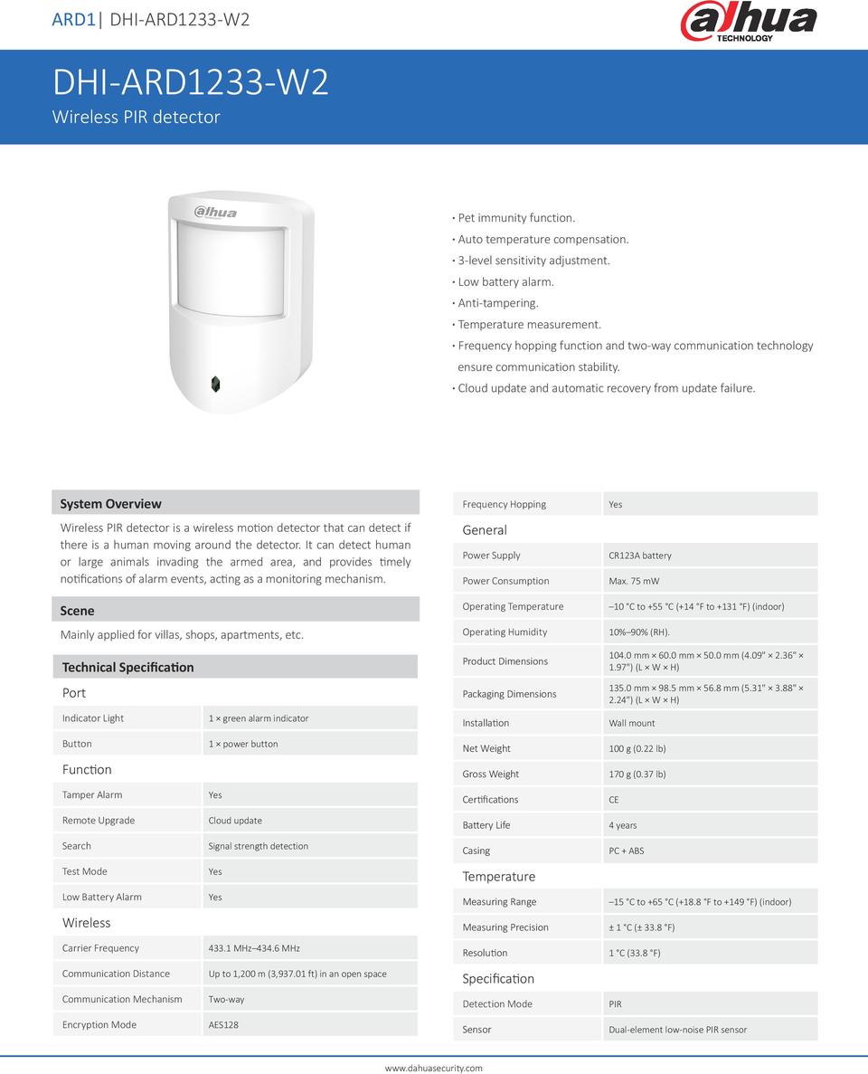 Dahua ARD1233-W2 Wireless PIR Detector 0