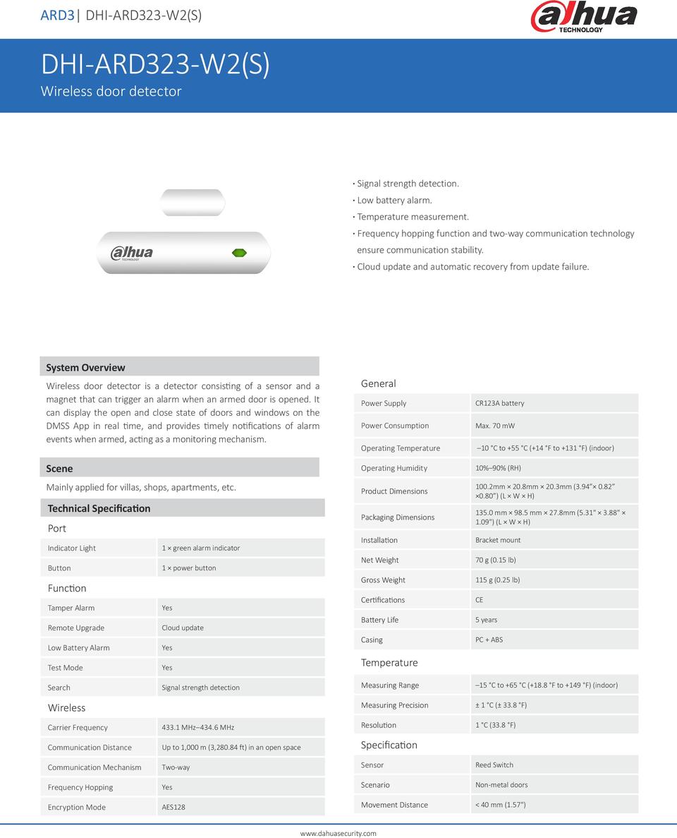 Dahua DHI-ARD323-W2(S) Wireless Reed Switch 0