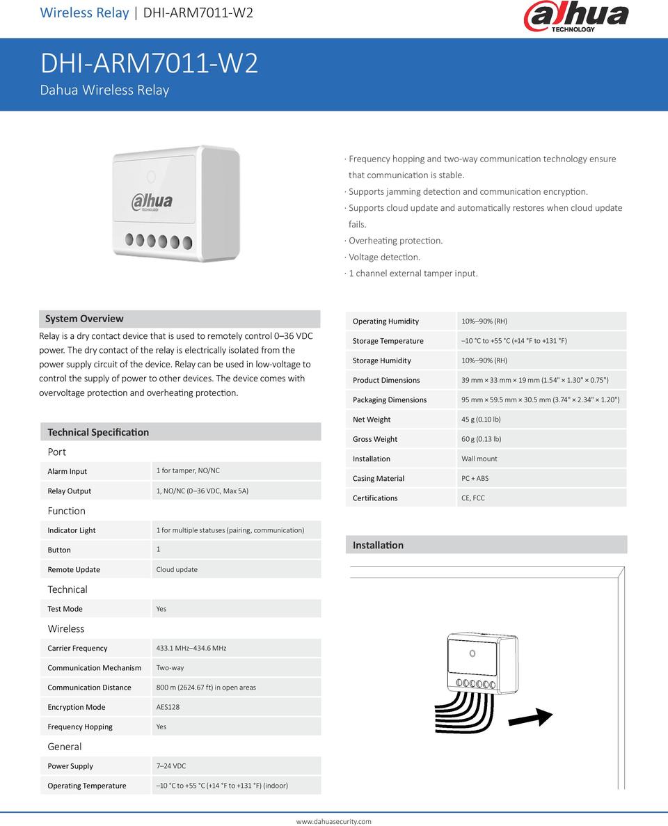 Dahua DHI-ARM7011-W2 Wireless Relay Module 0