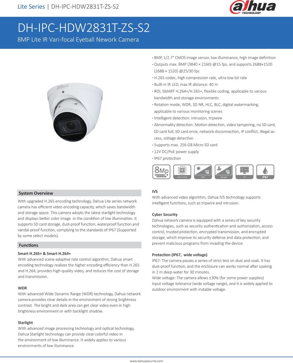 Dahua DH-IPC-HDW2831T-ZS-S2 8MP 4k Starlight Turret Camera Motorised Lens 0