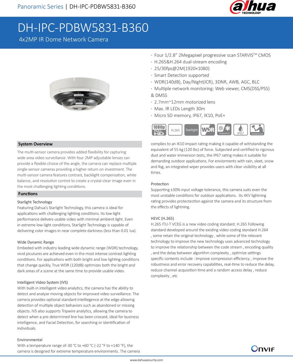 Dahua DH-IPC-PDBW5831P-B360-E4-2712 4 x 2MP IR Dome Camera 0