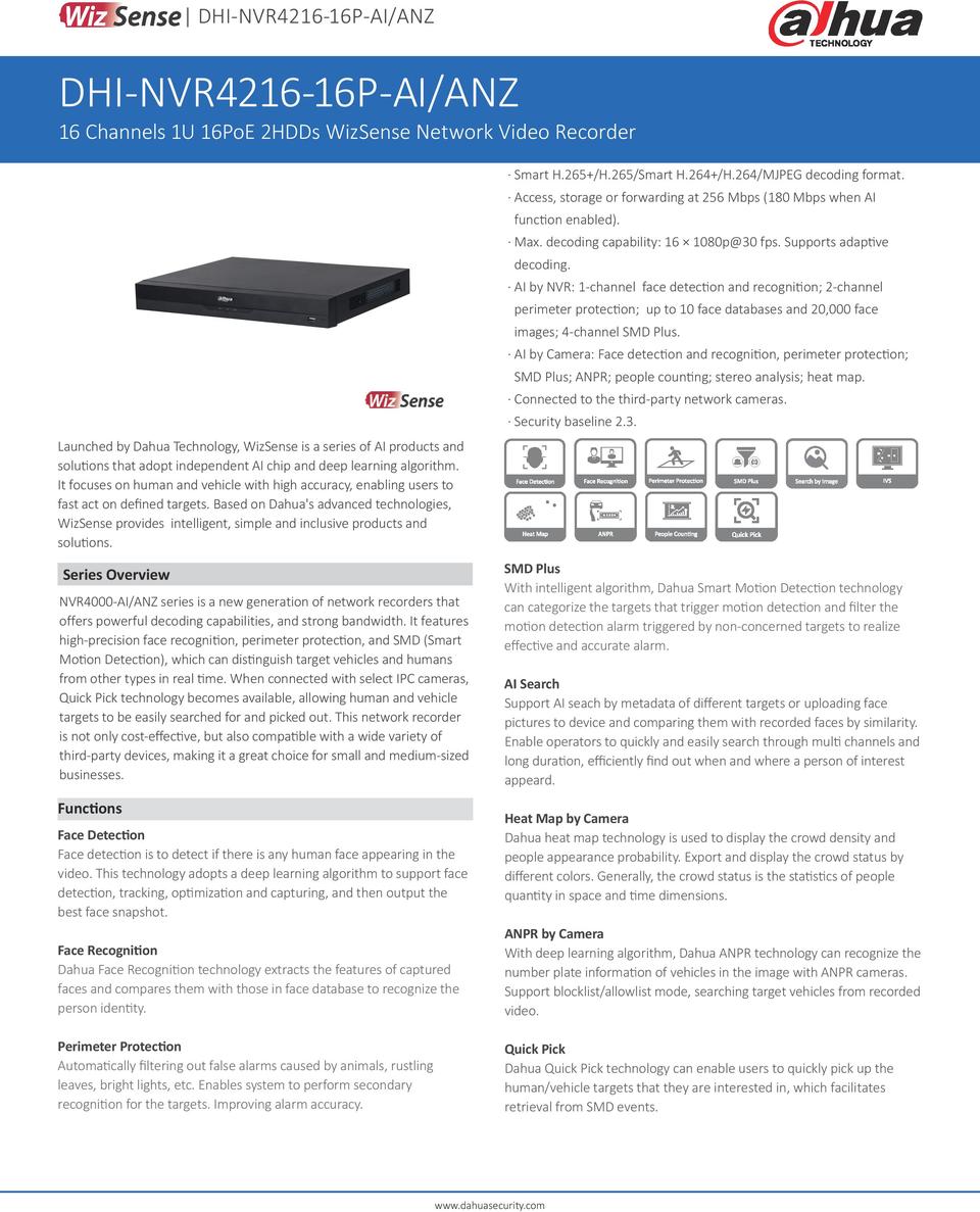 Dahua DHI-NVR4216-16P-AI/ANZ 16CH AI Series NVR with 3TB HDD 0