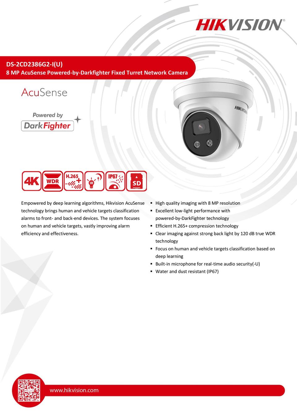 Hikvision DS-2CD2386G2-IU 8MP Gen2 Acusense IP Turret Camera with 2.8mm Lens - Shadow Series 0
