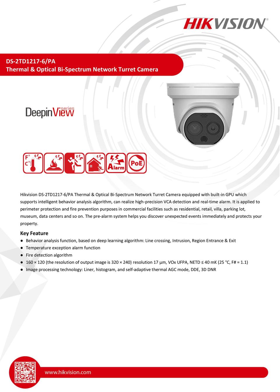 Hikvision DS-2TD1217-6/PA Thermal & Optical Bi-Spectrum Network Turret Camera 8.0mm Optical Lens 0