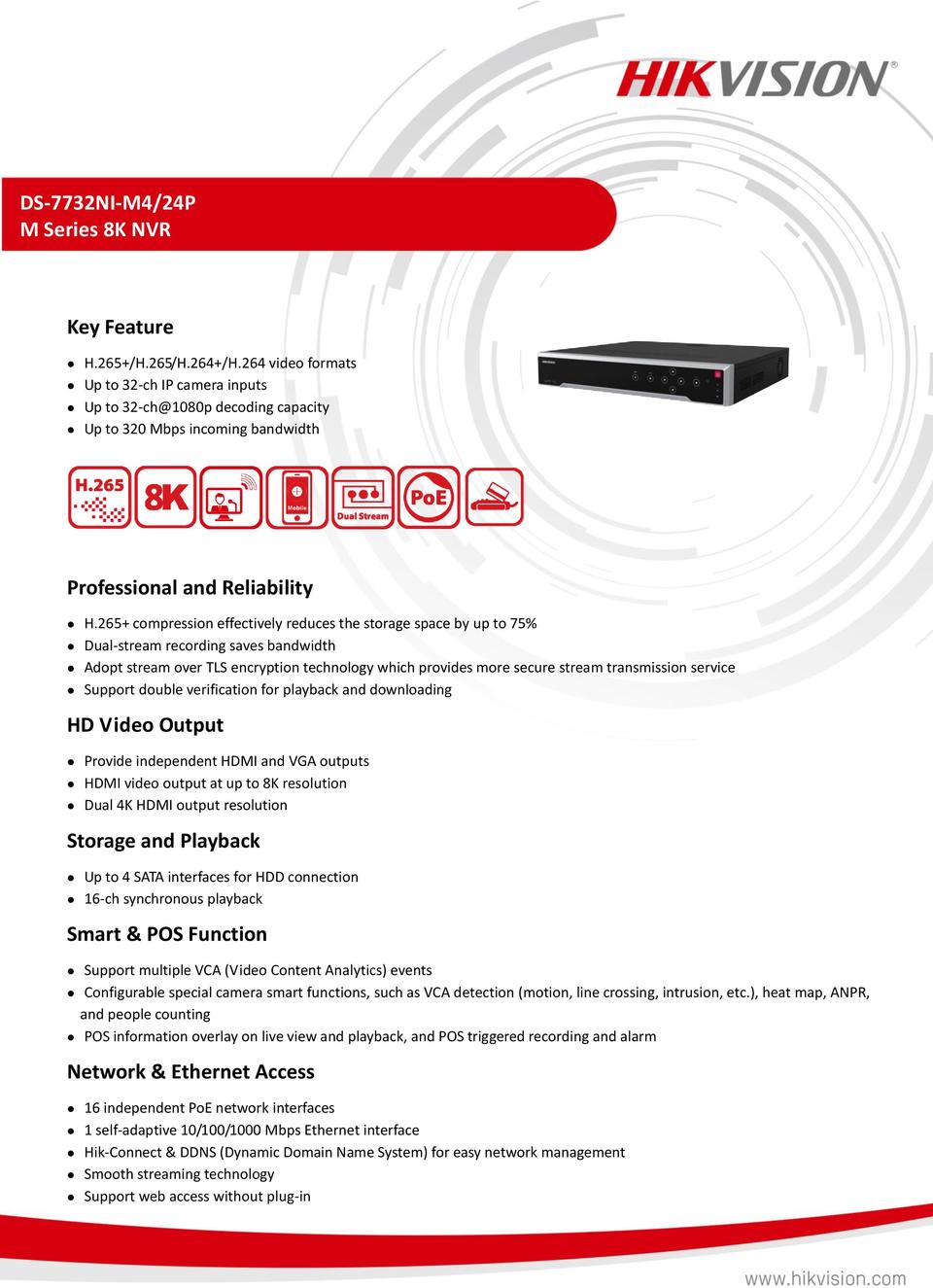 Hikvision DS-7732NI-M4/24P 32CH IP NVR - Includes 3TB Hard Drive 0