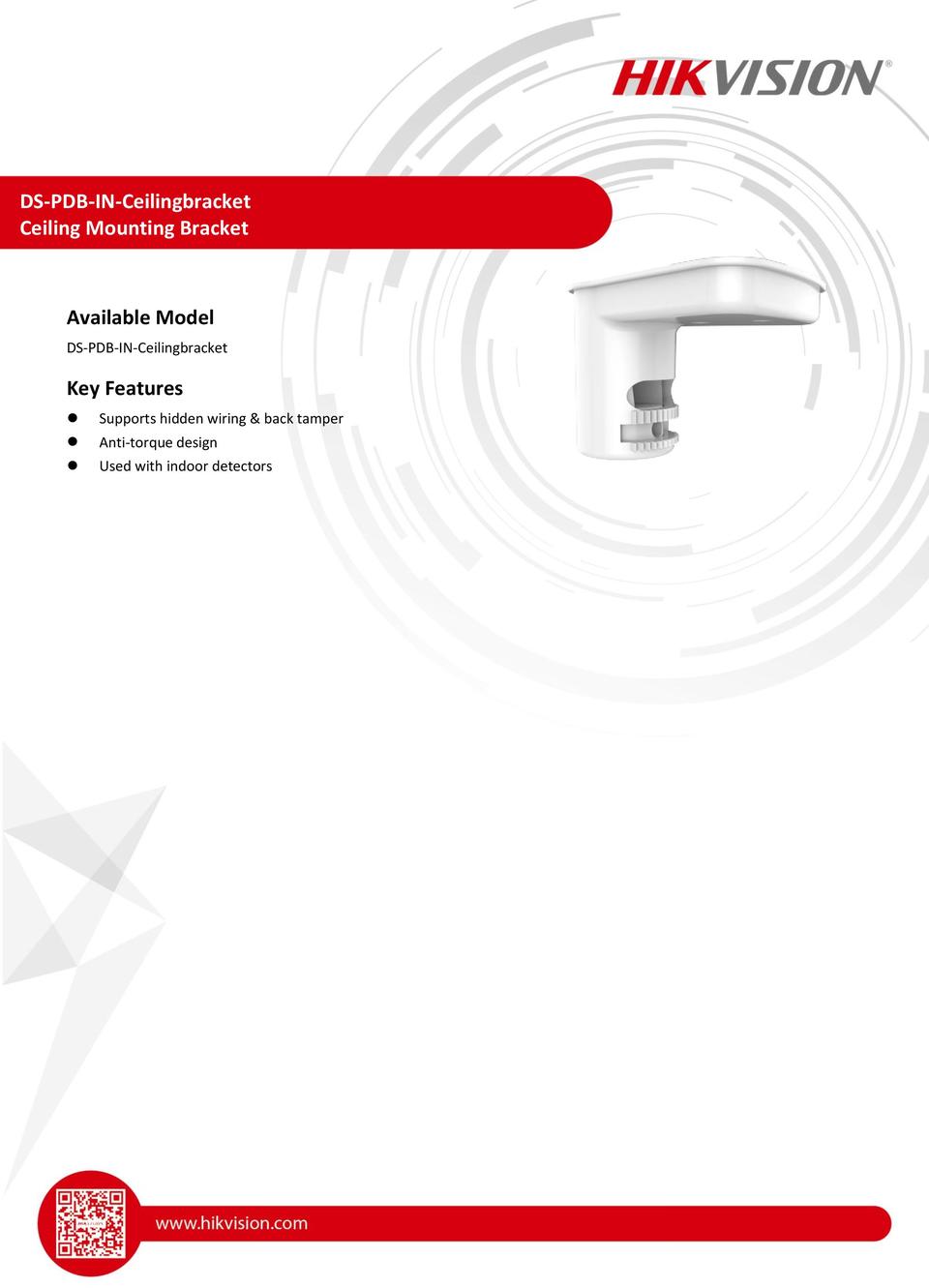 Hikvision DS-PDB-IN-Ceilingbracket to suit Ax Pro Series Indoor Detectors 0