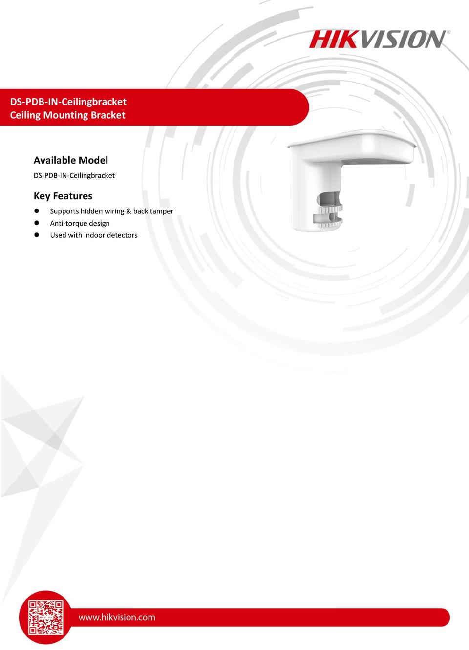 Hikvision DS-PDB-IN-Ceilingbracket to suit Ax Pro Series Indoor Detectors 0