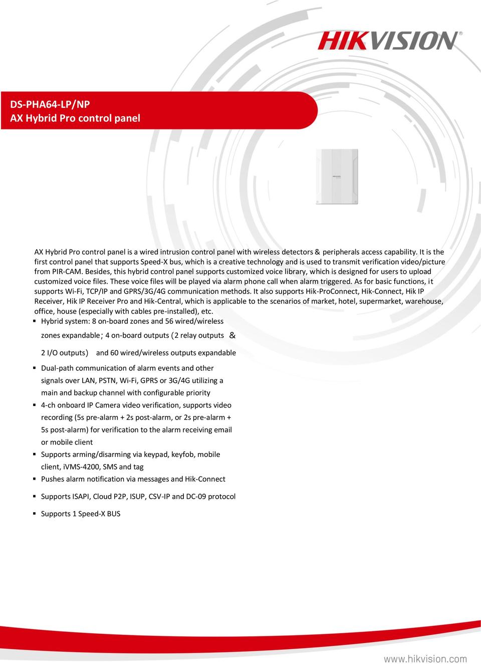 Hikvision DS-PHA64LP/NP-HW Hardwired Alarm Controller, 8-64 Zones, 45 Users, 8 Areas, 4-64 Outputs 0