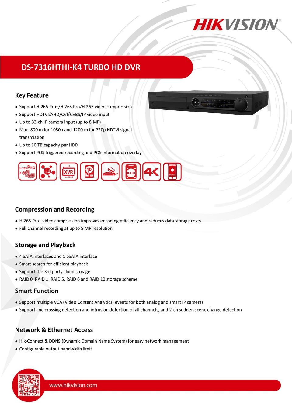 Hikvision DS-7316HTHI-K4 16CH 4K 8MP HD-TVI DVR - Includes 3TB Hard Drive 0