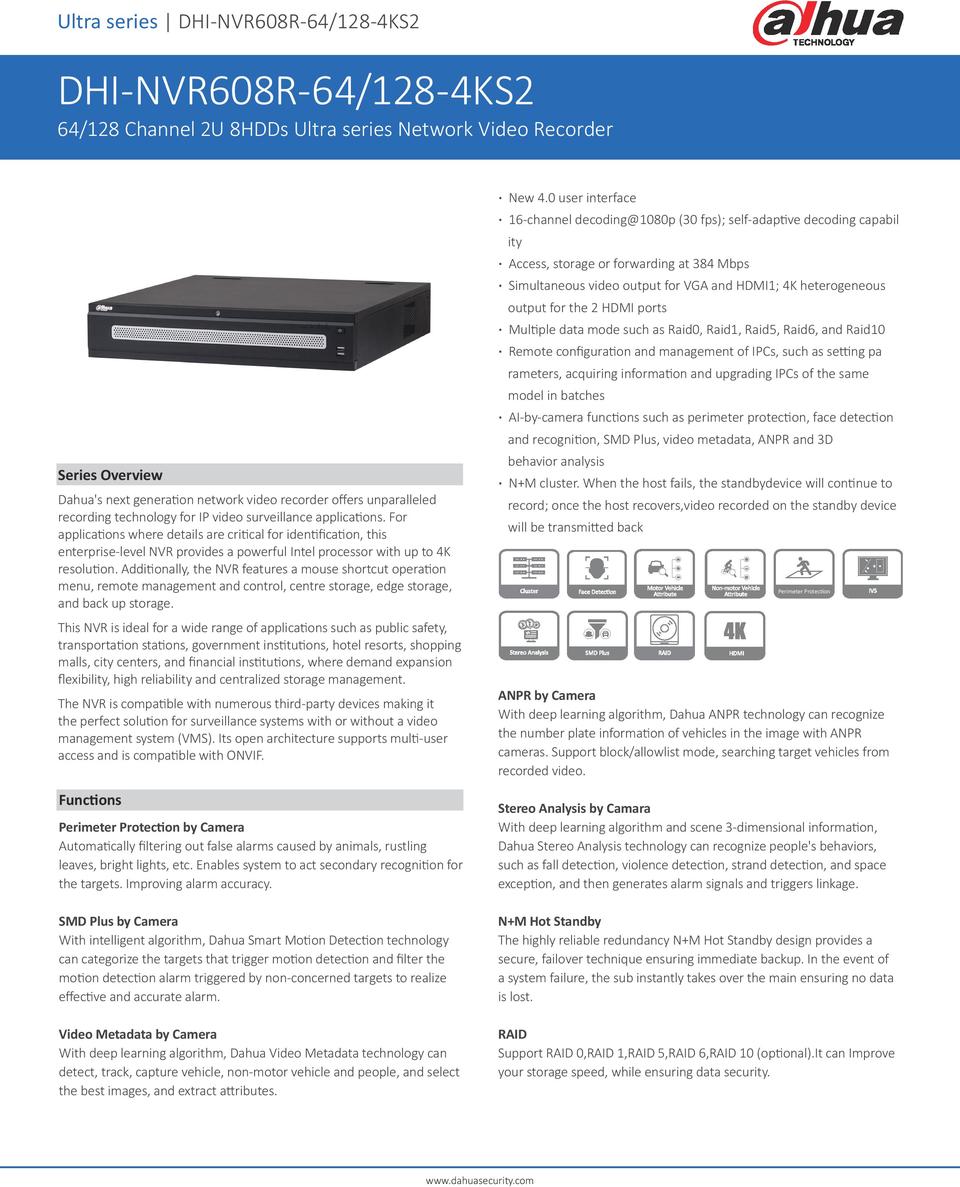 Dahua DHI-NVR608R-64-4KS2 64CH Ultra Series NVR - No HDD 0