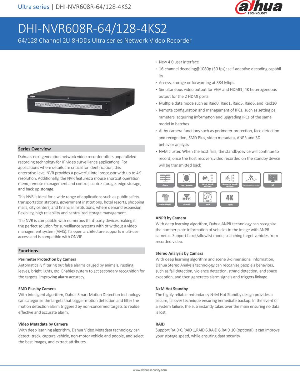 Dahua DHI-NVR608R-64-4KS2 64CH Ultra Series NVR - No HDD 0