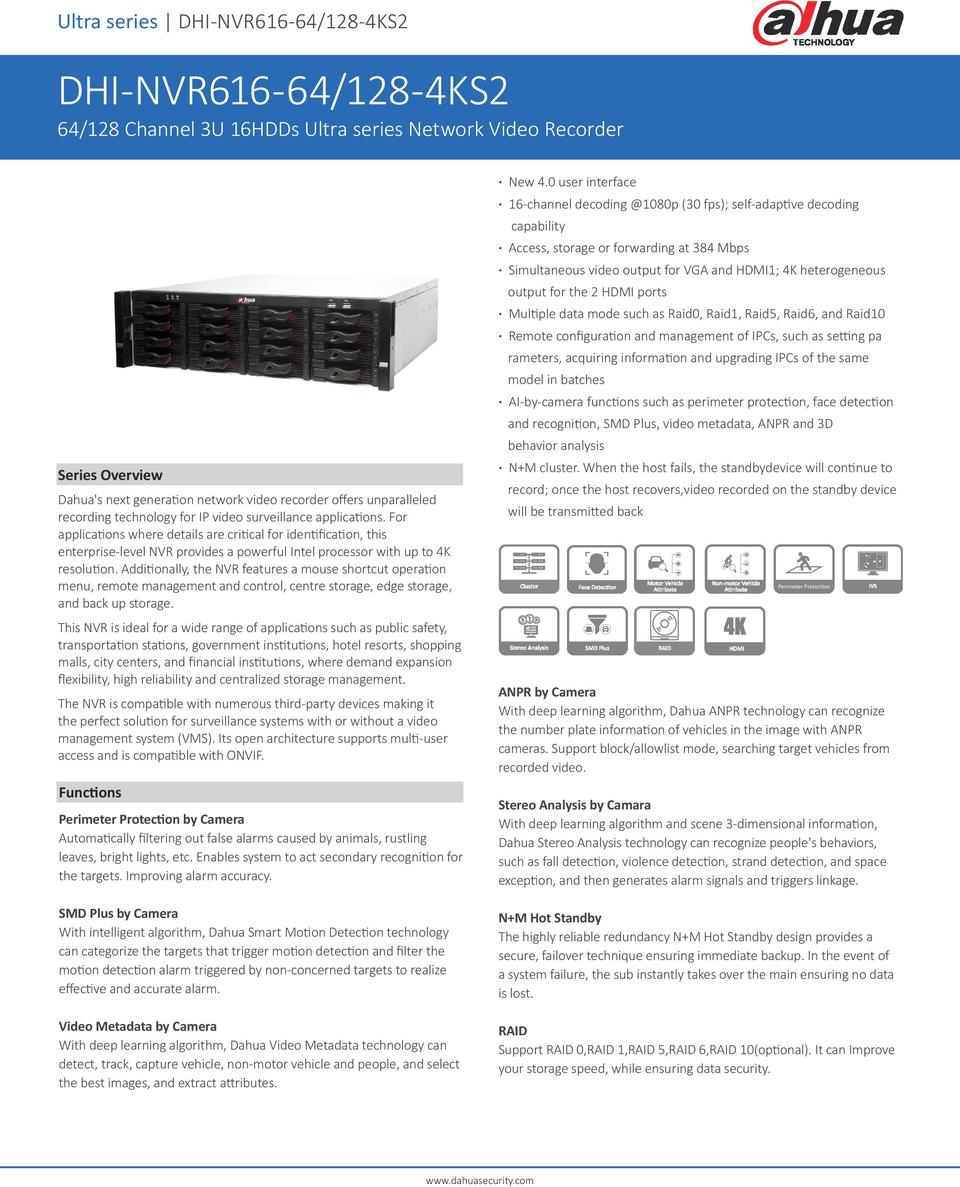 Dahua DHI-NVR616-128-4KS2 128CH Ultra Series NVR - No HDD 0