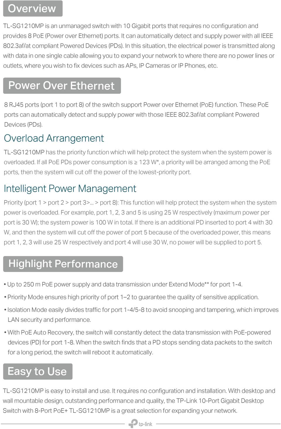 10 Port TP-Link TL-SG1210MP Gigabit Desktop Switch with PoE+ 1