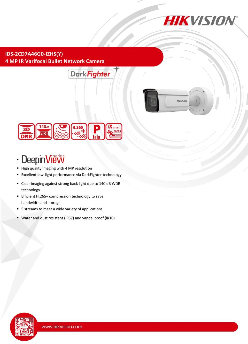 Hikvision iDS-2CD7A46G0/P-IZHSY 4MP DeepinView ANPR Varifocal Bullet Camera 8~32mm Lens 0
