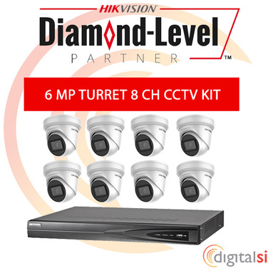 Hikvision 8CH 3TB NVR Kit with 8 x 6 Megapixel 2.8mm Turret Cameras